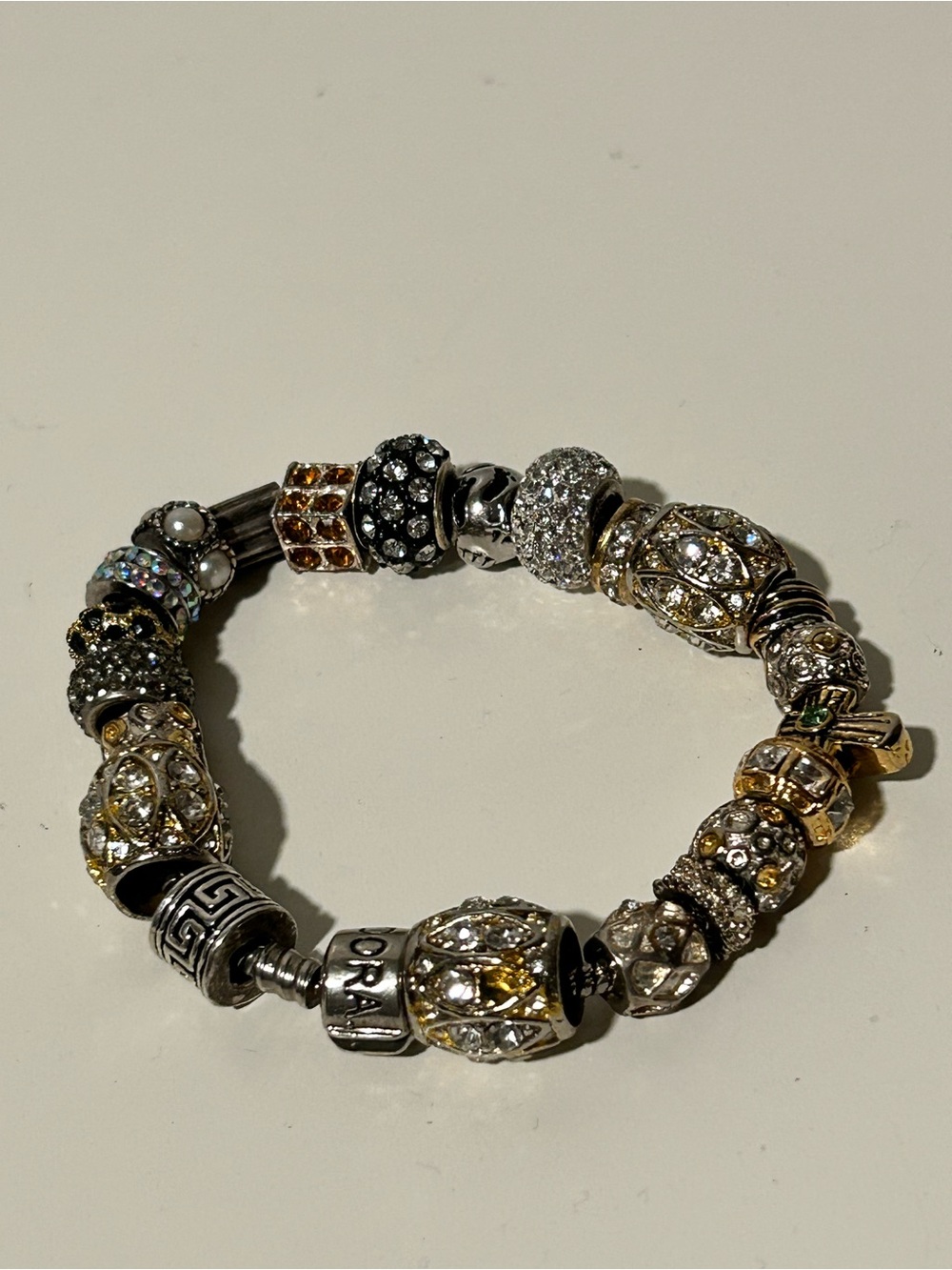GENUINE Pandora Gold & Silver Crystal Charm Bracelet